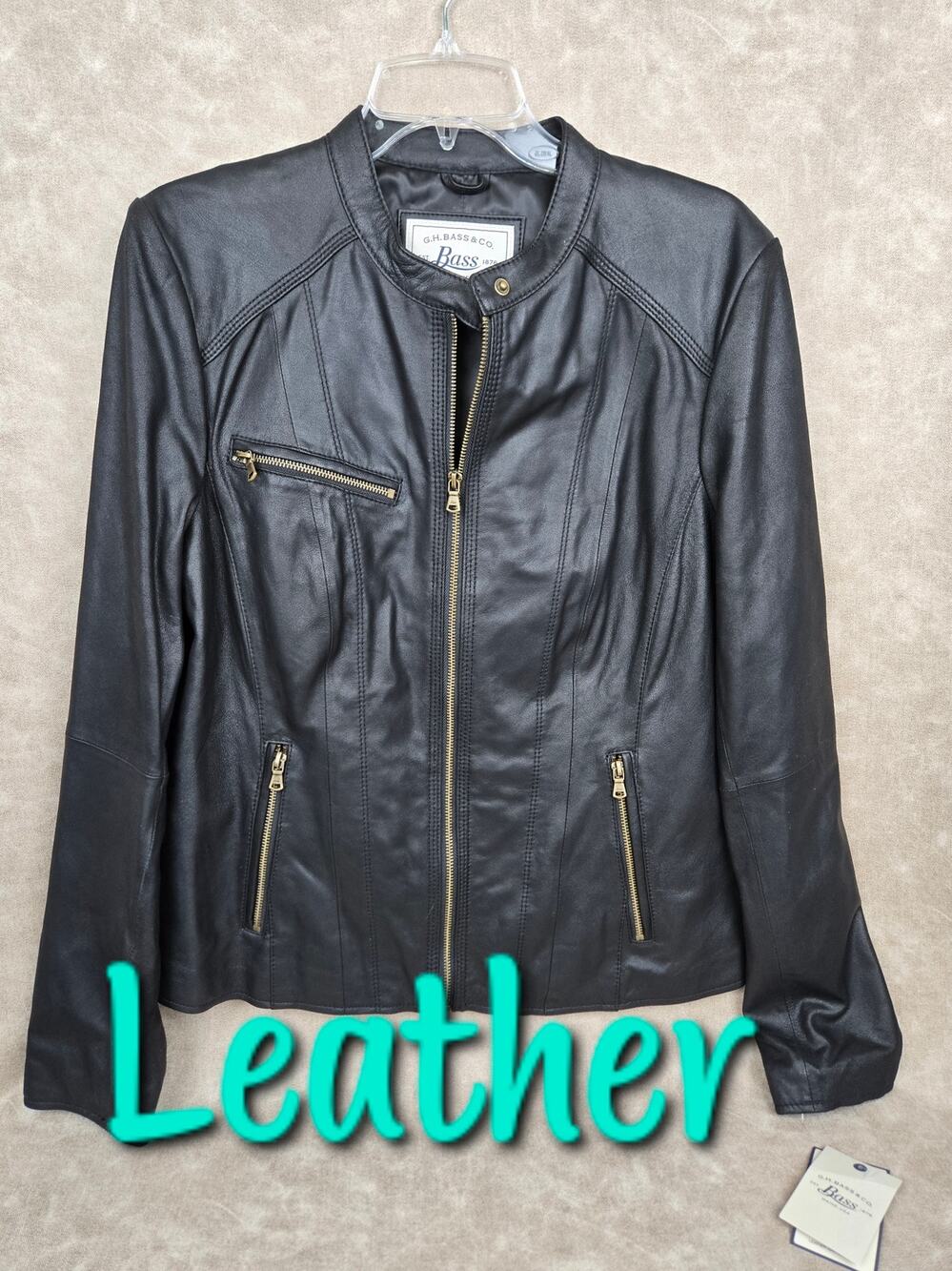 G.H.Bass & Co Black Genuine Leather Jacket XL X-Large NWT